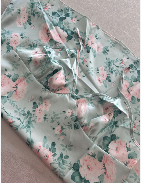 Floral Print Satin Cami Pajama Nightdress Luxeloungewear