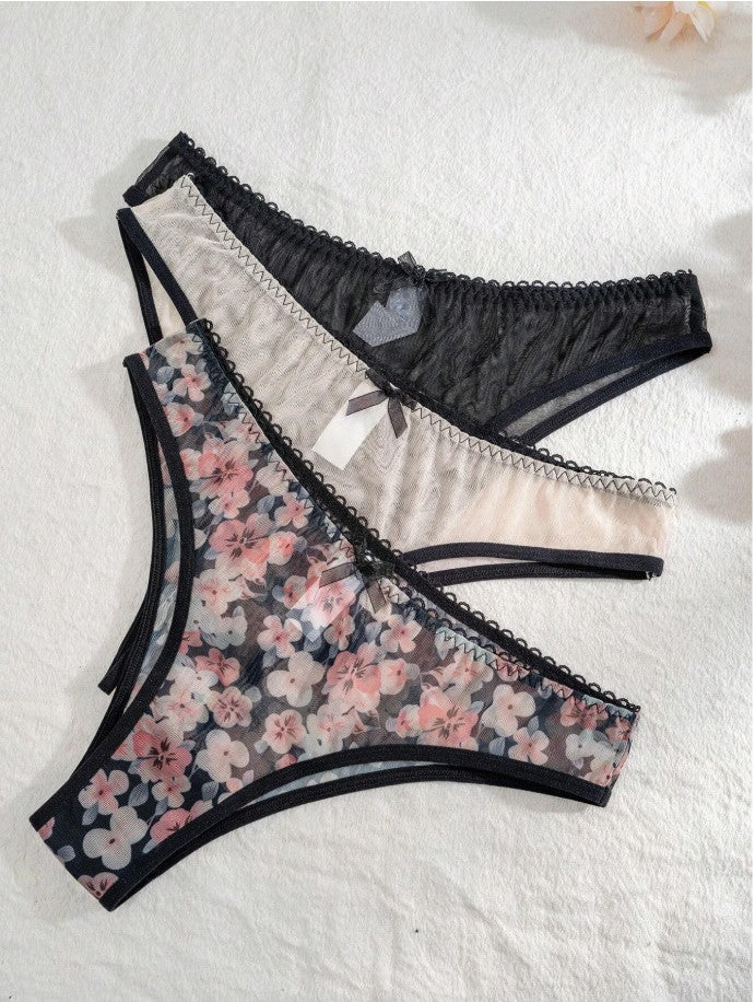 Shein Underwear & Sleepwear Basics Women's Floral Printed Triangle Panties (3pcs/Pack)