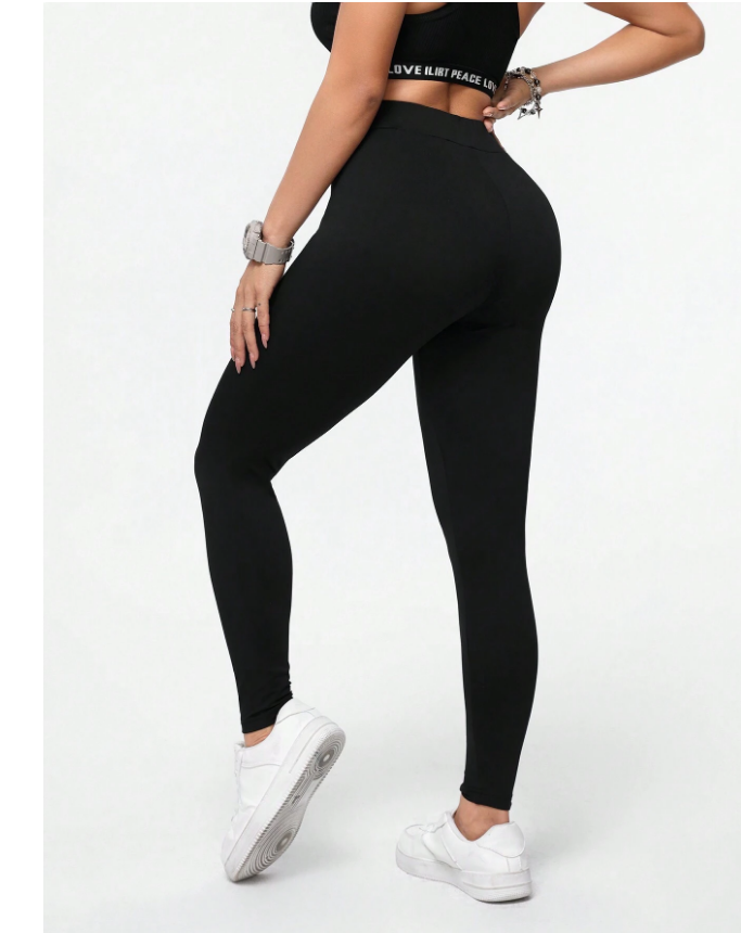SHEIN Essnce بنطال رياضي نسائي طويل محبوك كاجوال صيفي، بقصّة ضيقة
