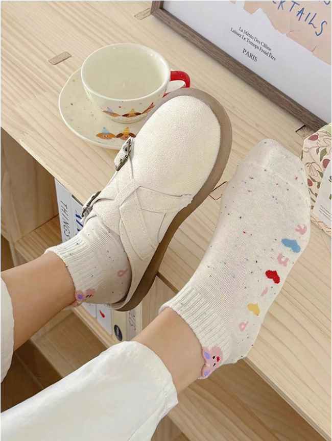 5 Pairs Of Women's Socks, Cute Cartoon Socks, Spring And Autumn Low Vamp Boat Socks Suitable For Daily Wear
