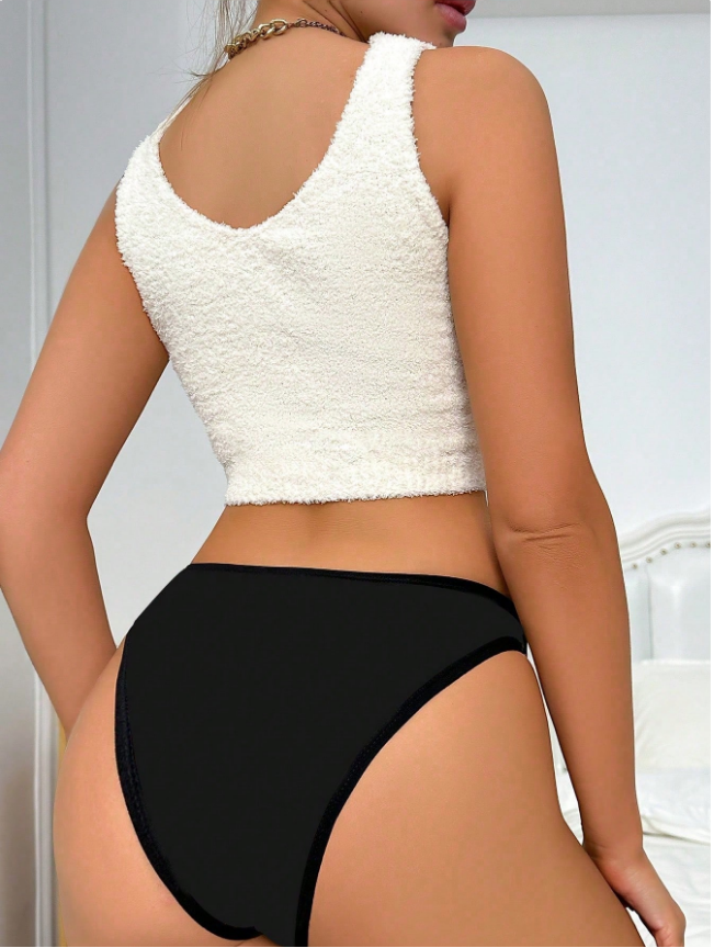 Women's Hook&eye Closure Black Triangle Panties