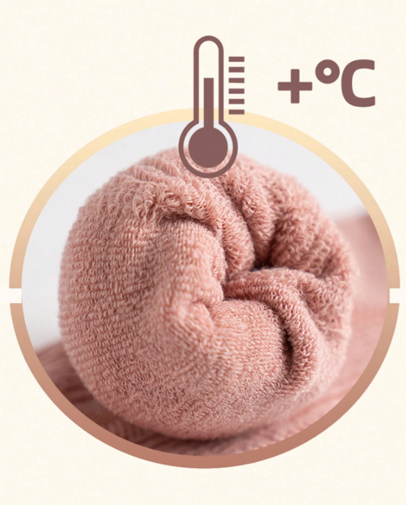 5pairs/set Women's Thickened Fleece Socks, Pink, For Winter, Spring, Autumn Warmth