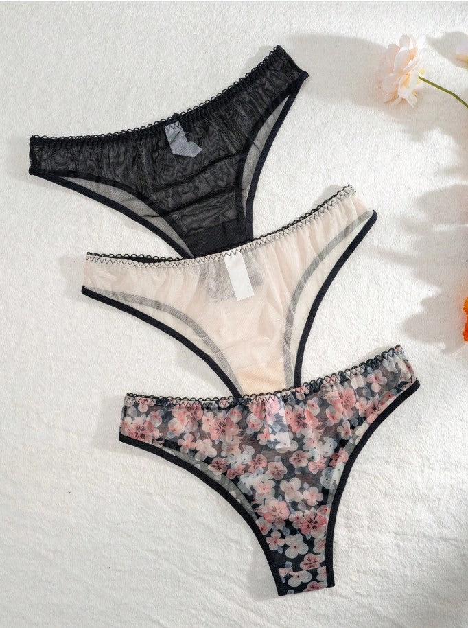 Shein Underwear & Sleepwear Basics Women's Floral Printed Triangle Panties (3pcs/Pack)