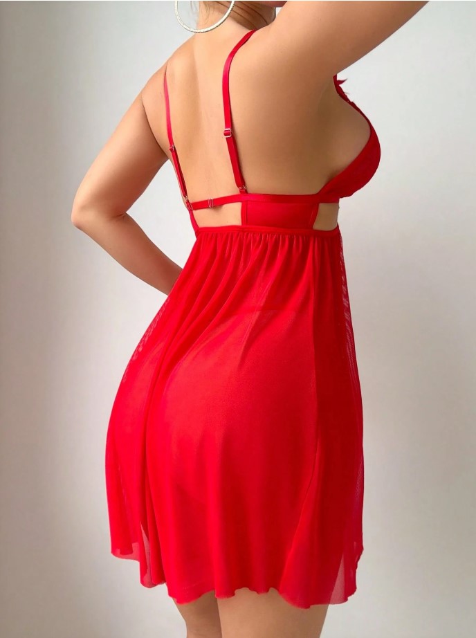 2pcs Set Romantic Lace Patchwork Sexy Nightgown