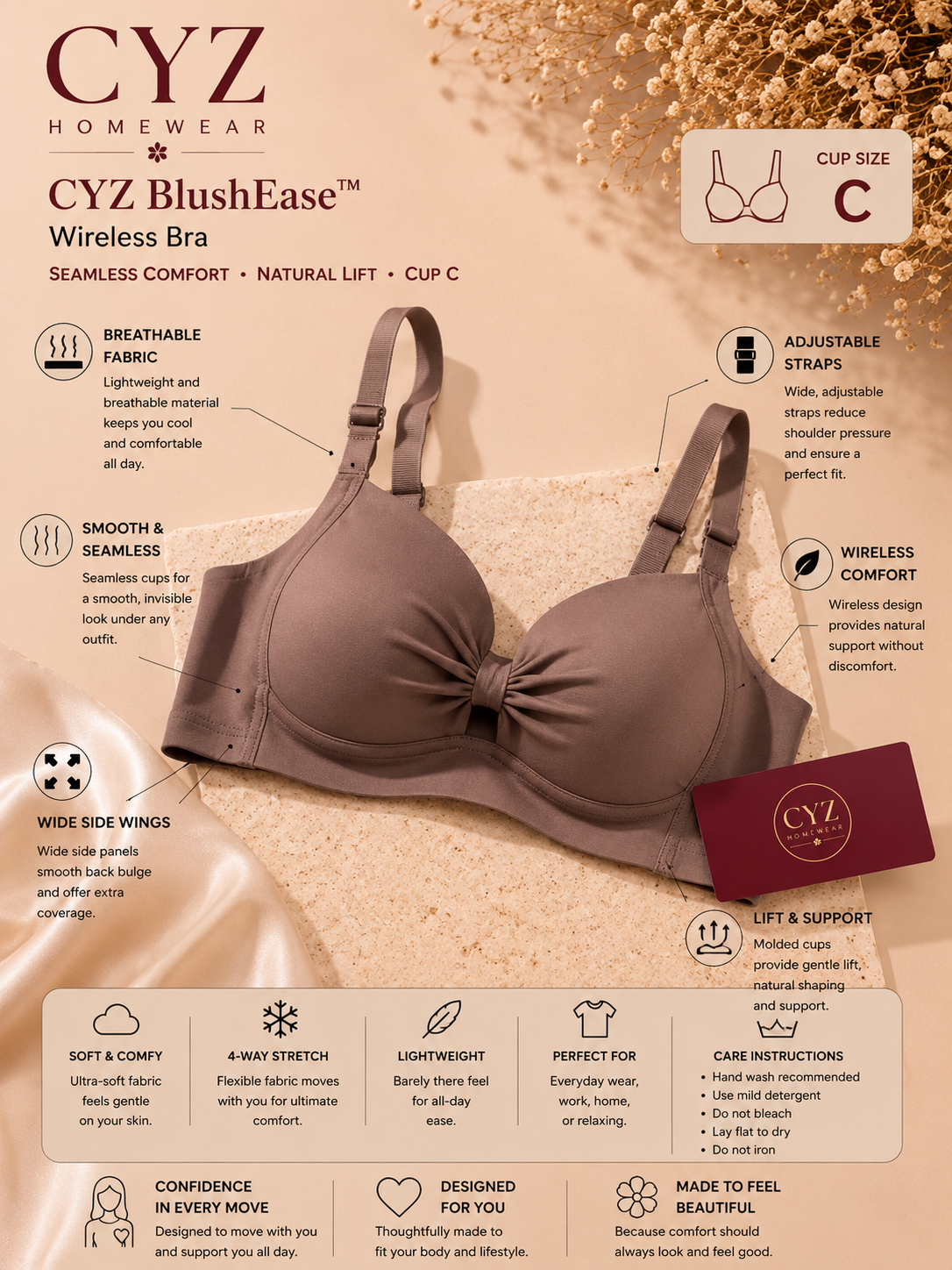 CYZ lovely ™ Wireless Bra  Gracefully Sculpted for Everyday Luxury
