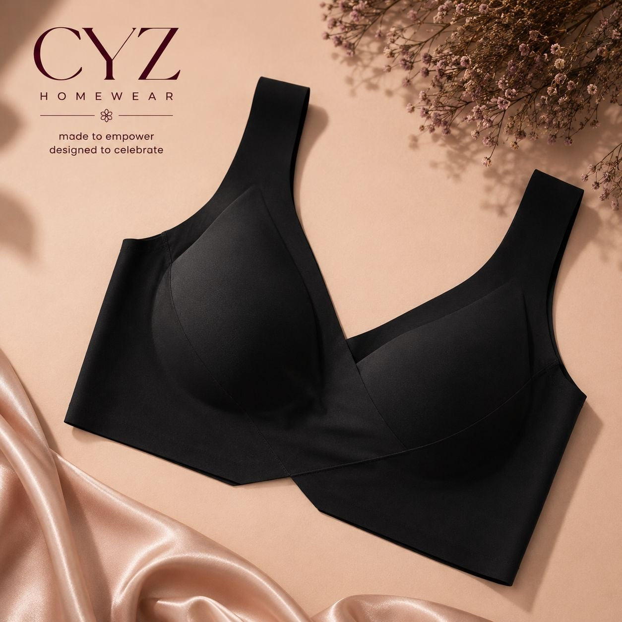Comfortable Bra For Women, Wireless, Solid Color