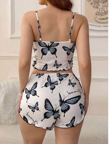 Dream Adore Women Butterfly Printed Cami Top And Shorts Pajama Set
