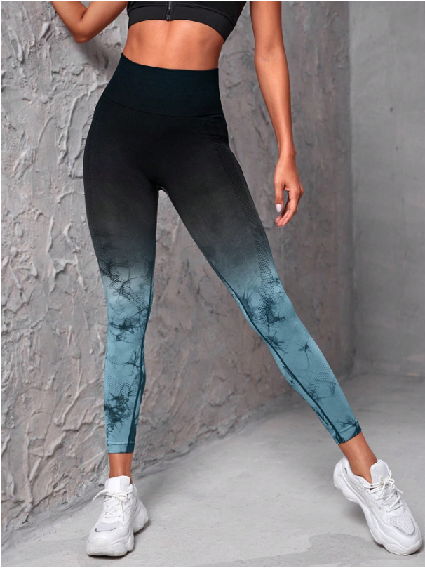 Slayform Ombre & Random Print Yoga Leggings Seamless High Stretch Tummy Control Sports Tights
