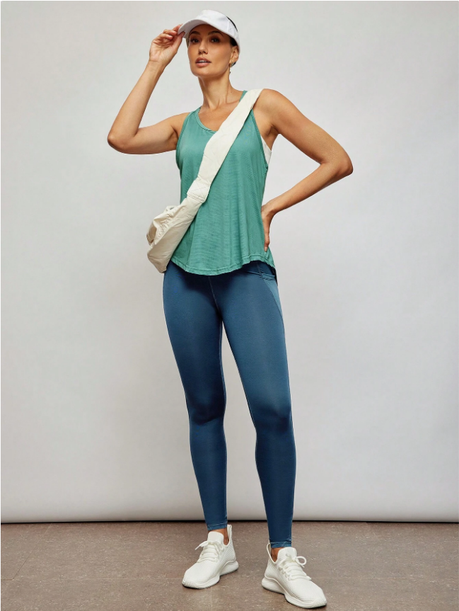 Activina Running Tights Contrast Mesh Wide Waistband Sports Leggings With Side Pocket Yoga Women Pants