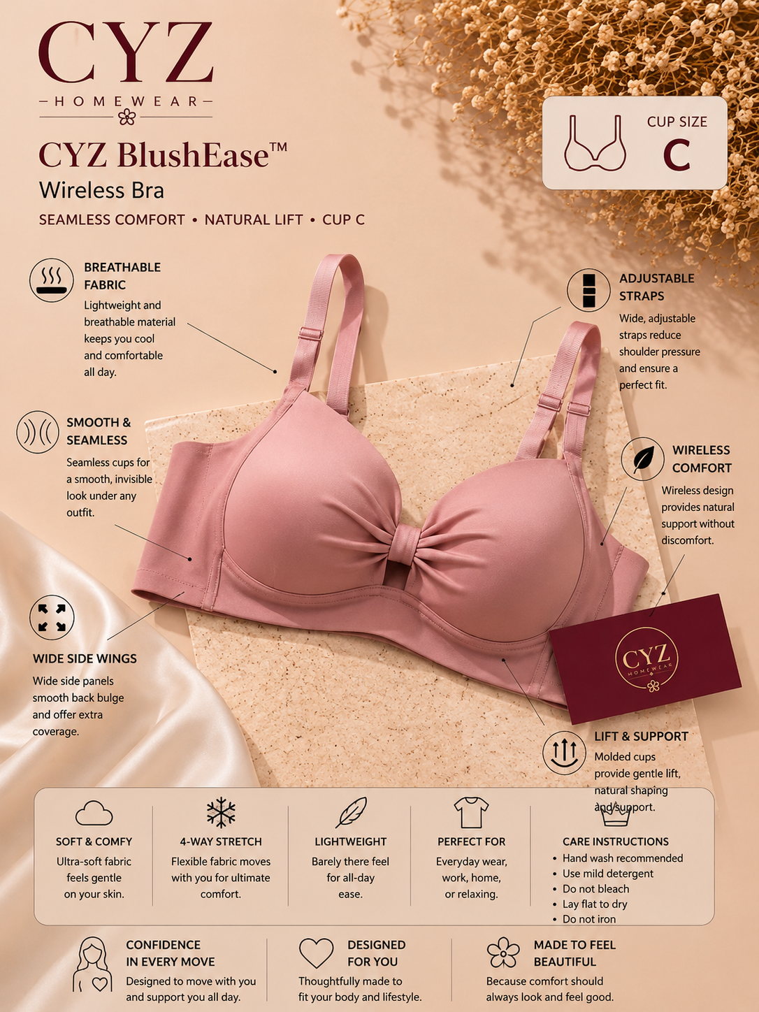 CYZ lovely ™ Wireless Bra  Gracefully Sculpted for Everyday Luxury