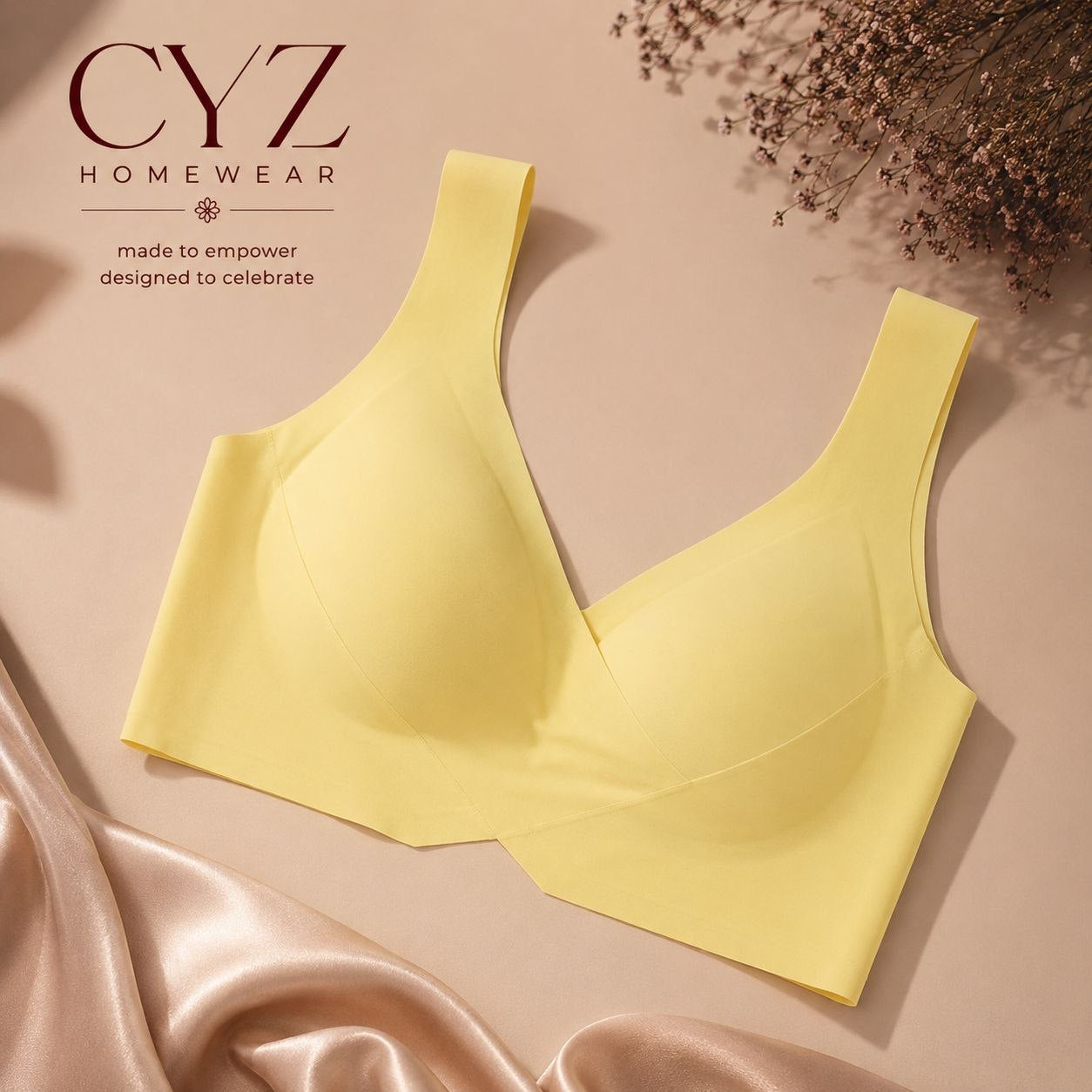 Comfortable Bra For Women, Wireless, Solid Color