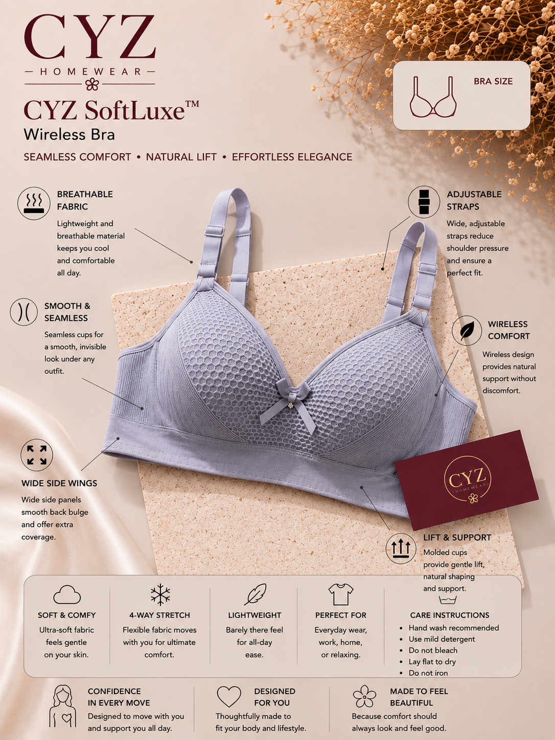 CYZ Rosalie Luxe™ Wireless Bra
