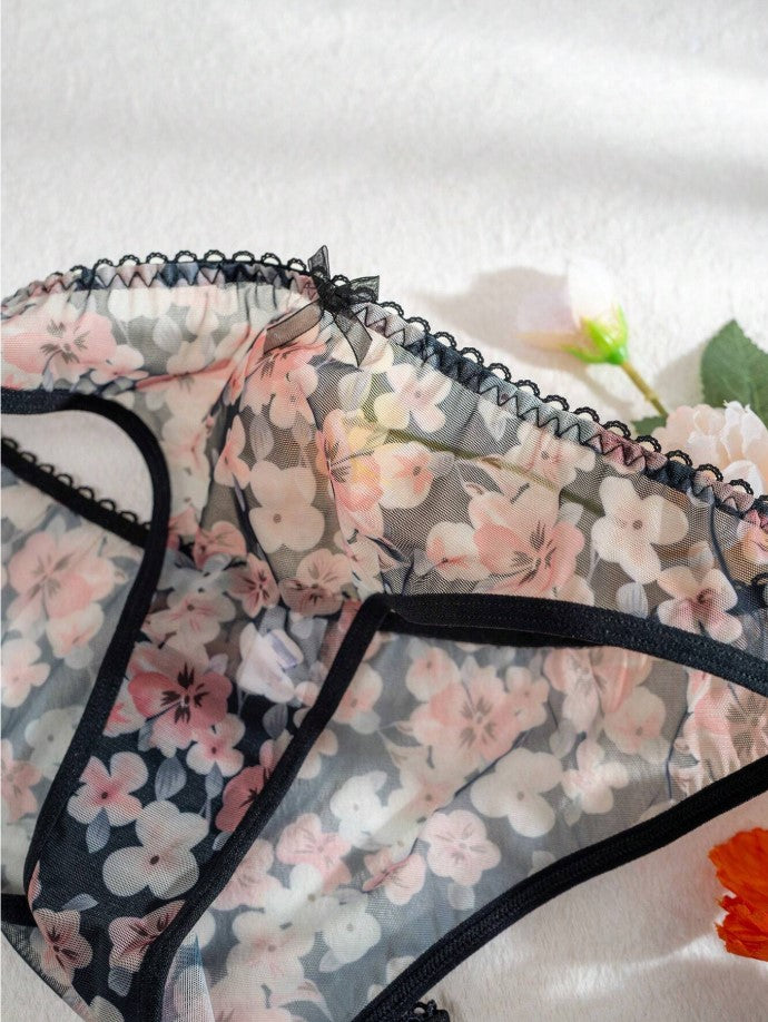 Shein Underwear & Sleepwear Basics Women's Floral Printed Triangle Panties (3pcs/Pack)