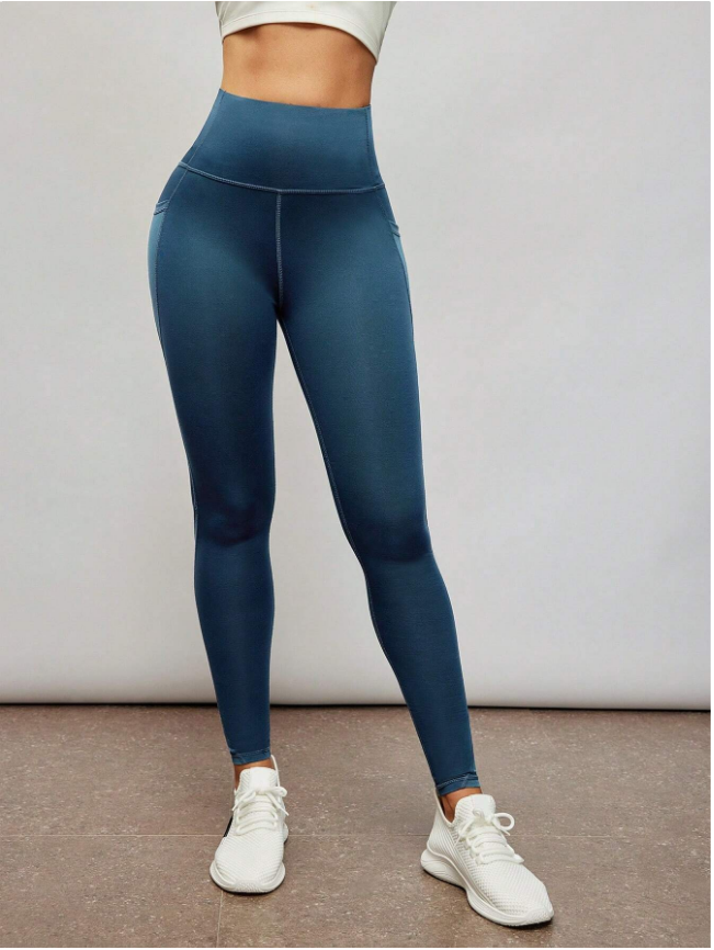 Activina Running Tights Contrast Mesh Wide Waistband Sports Leggings With Side Pocket Yoga Women Pants