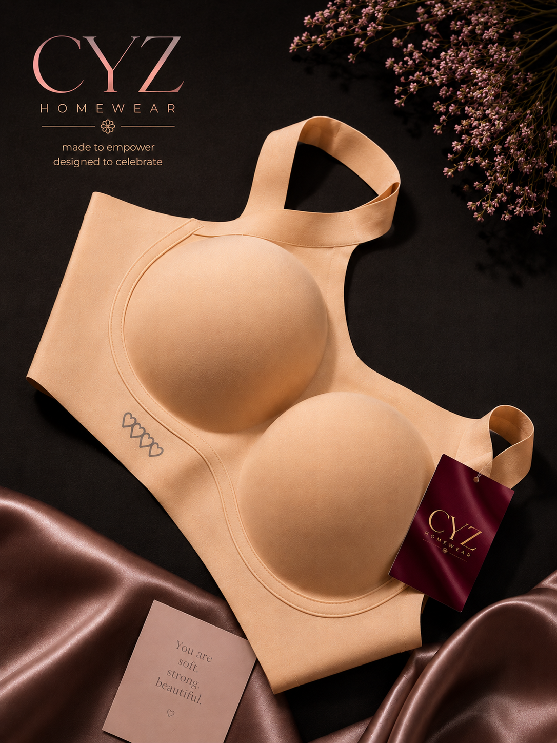 Comfortable Bra For Women, Wireless, Solid Color