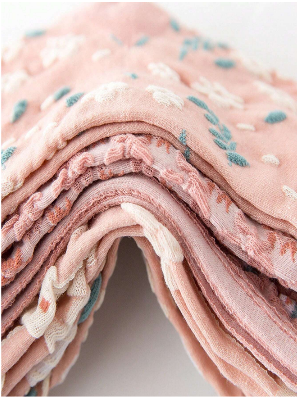 5pairs Random Delivery Pink Cute Floral Middle Tube Socks For Casual Wear, Breathable & Sweat Absorbent