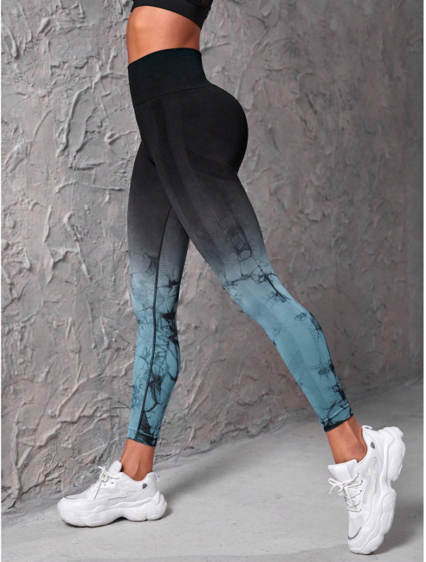 Slayform Ombre & Random Print Yoga Leggings Seamless High Stretch Tummy Control Sports Tights