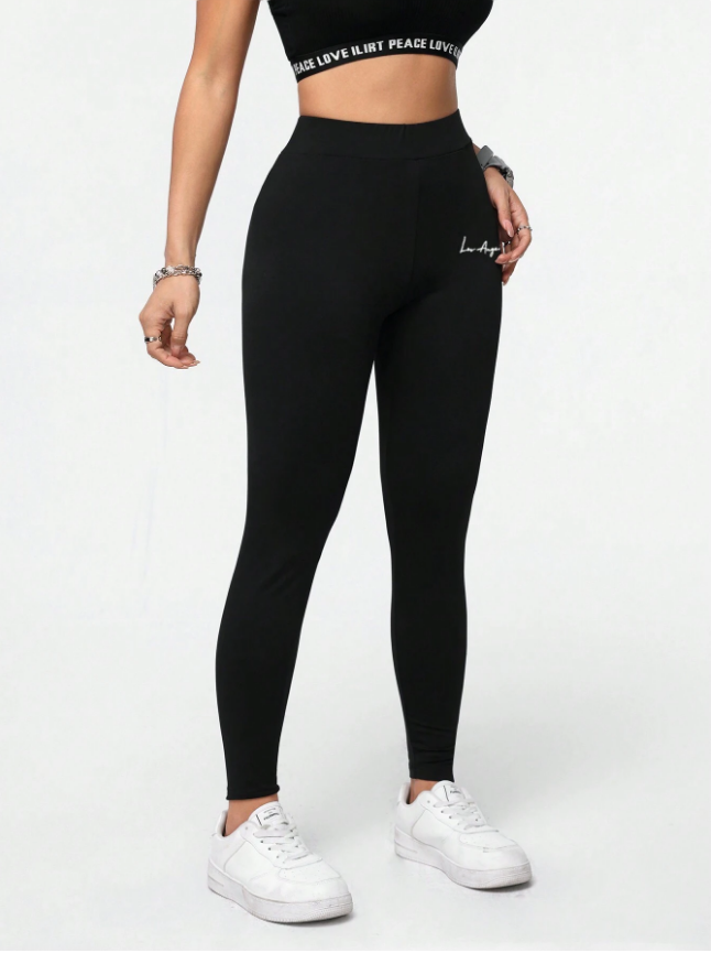 SHEIN Essnce بنطال رياضي نسائي طويل محبوك كاجوال صيفي، بقصّة ضيقة
