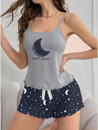 CoupledUp Women's Moon Print Pajama Set