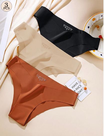 Aofeiqike 3pcs Pack High-Quality Minimalist Seamless Women Panties, U-Shaped Waist, Comfortable Hipster, For Sports & Yoga
