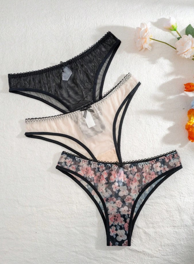 Shein Underwear & Sleepwear Basics Women's Floral Printed Triangle Panties (3pcs/Pack)