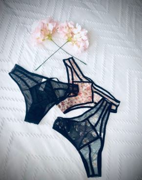 SHEIN Underwear & Sleepwear Basics 3packs Floral Print Mesh Cut Out Panties Lingerie
