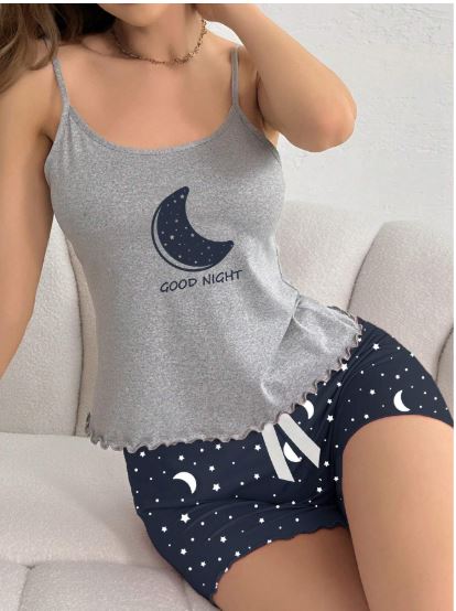 CoupledUp Women's Moon Print Pajama Set