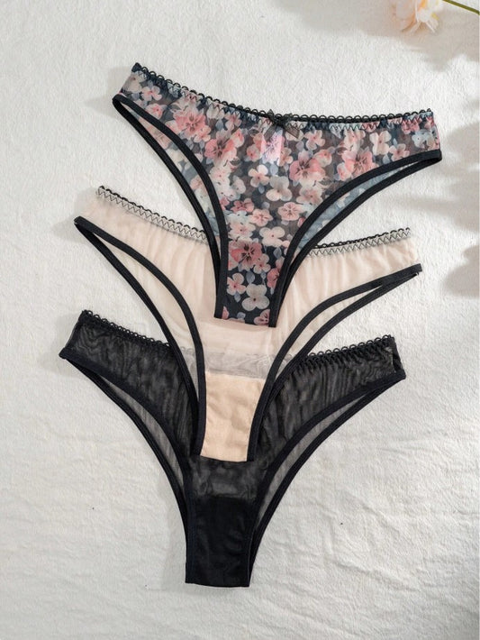 Shein Underwear & Sleepwear Basics Women's Floral Printed Triangle Panties (3pcs/Pack)