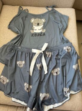 Koala & Letter Printed Sleeveless Top And Shorts Pajama Set