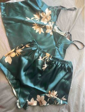 LuxeNights 2pcs Faux Silk Printed Camisole & Shorts Sleepwear Set