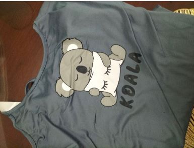 Koala & Letter Printed Sleeveless Top And Shorts Pajama Set