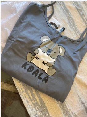 Koala & Letter Printed Sleeveless Top And Shorts Pajama Set