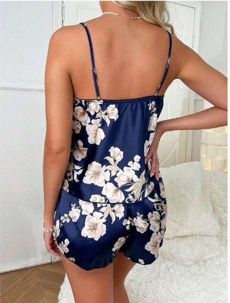 Floral Print Satin PJ Set / Pajama Set