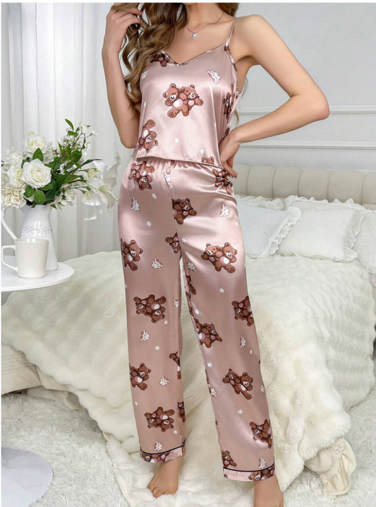 Women's Bear Print Camisole Trousers Pajama Set