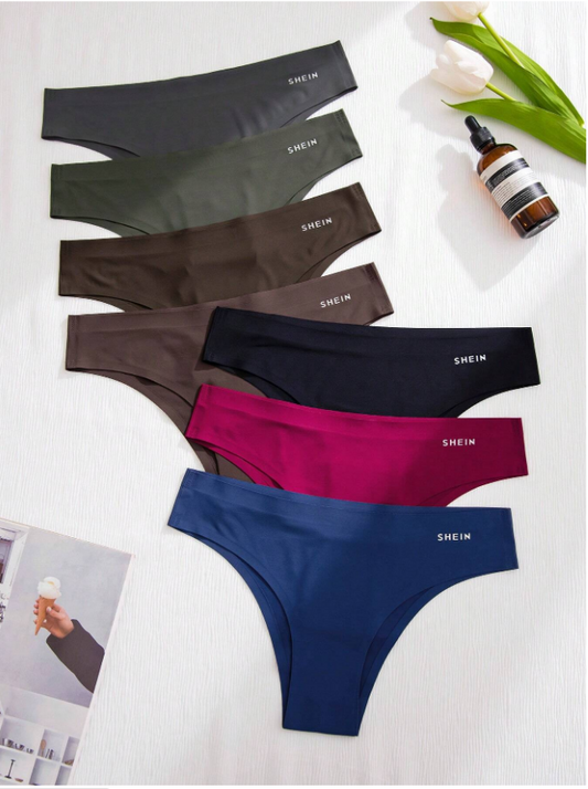 Shein Underwear&Sleepwear Basics 7pcs/Pack Ladies' Seamless Solid Color Triangle Panties