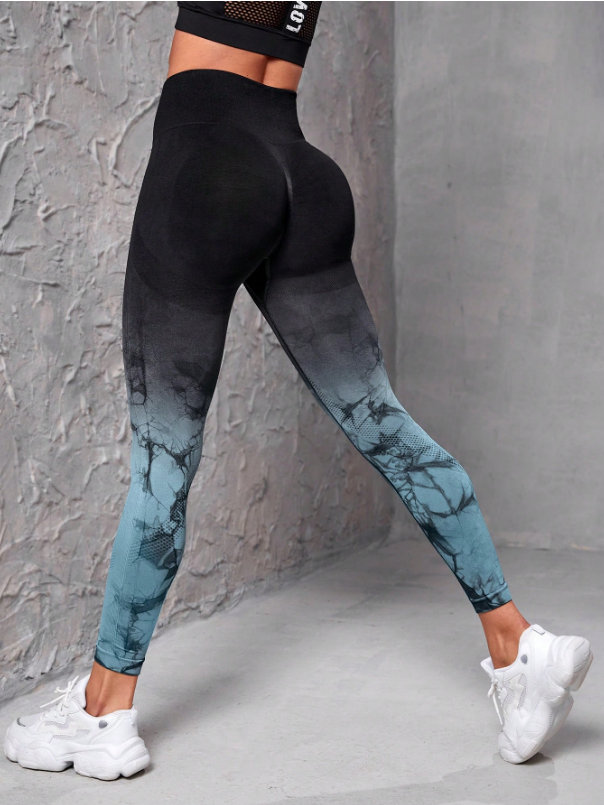 Slayform Ombre & Random Print Yoga Leggings Seamless High Stretch Tummy Control Sports Tights