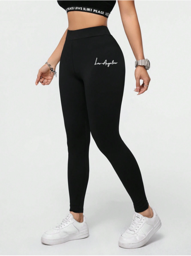 SHEIN Essnce بنطال رياضي نسائي طويل محبوك كاجوال صيفي، بقصّة ضيقة