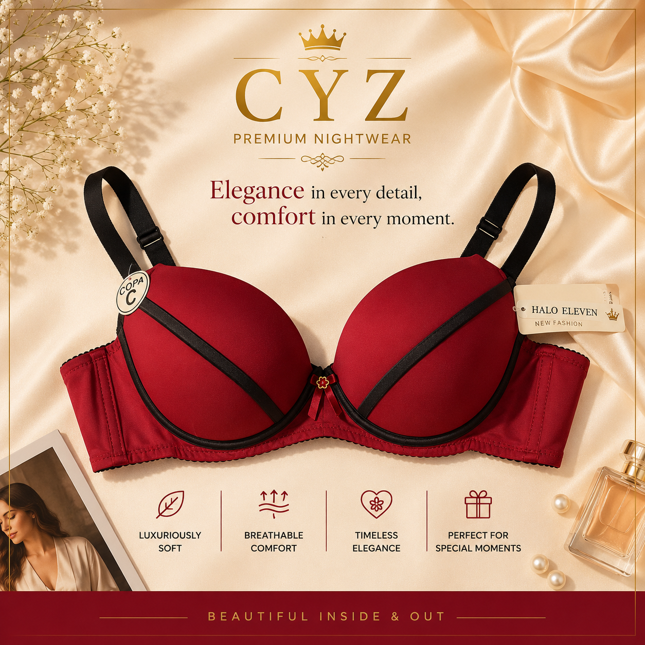 Luxury Comfort Push-Up Bra – Soft Support & Elegant Fit