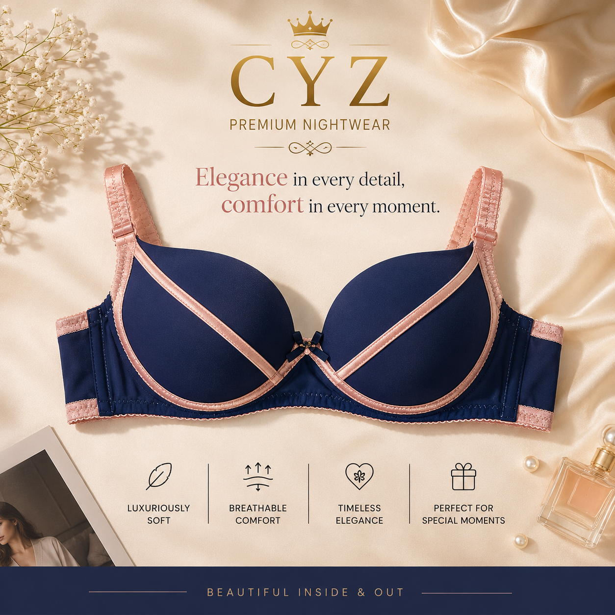 Luxury Comfort Push-Up Bra – Soft Support & Elegant Fit