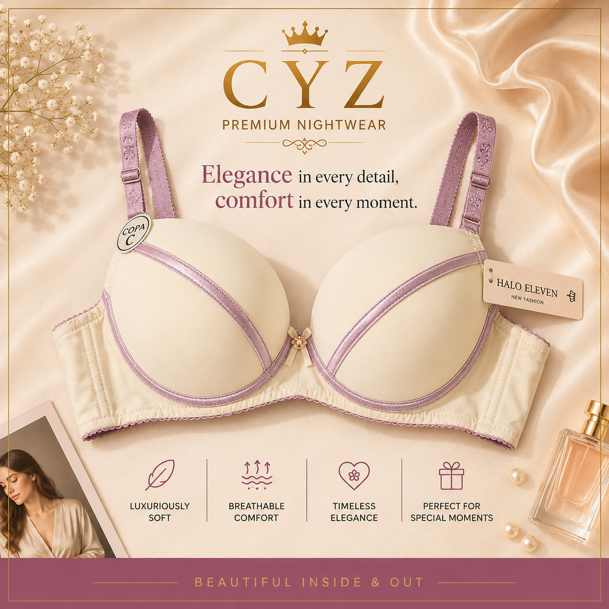 Luxury Comfort Push-Up Bra – Soft Support & Elegant Fit