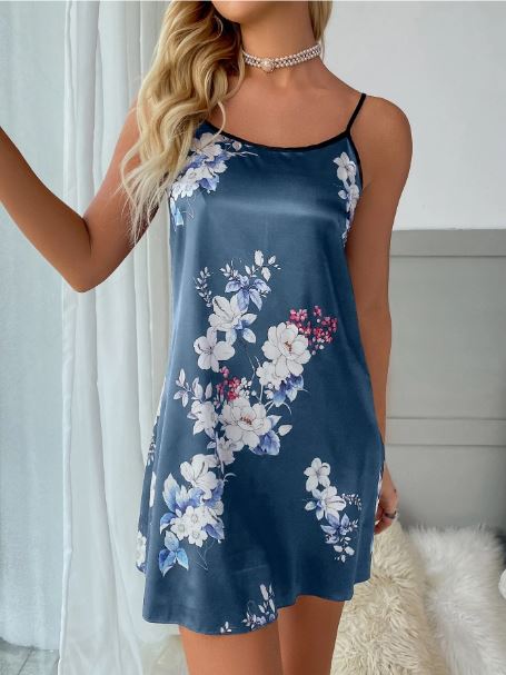 Floral Print Satin Cami Nightdress