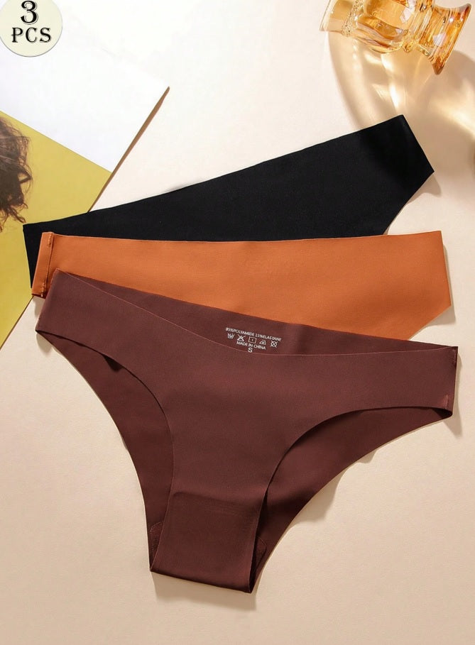 Aofeiqike 3pcs Pack High-Quality Minimalist Seamless Women Panties, U-Shaped Waist, Comfortable Hipster, For Sports & Yoga