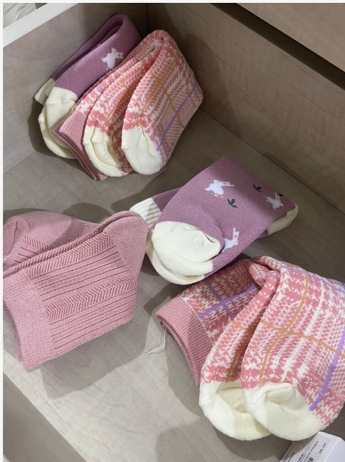 5pairs/set Women's Thickened Fleece Socks, Pink, For Winter, Spring, Autumn Warmth