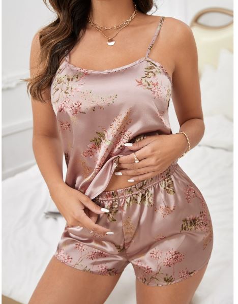Floral Print Satin PJ Set / Pajama Set